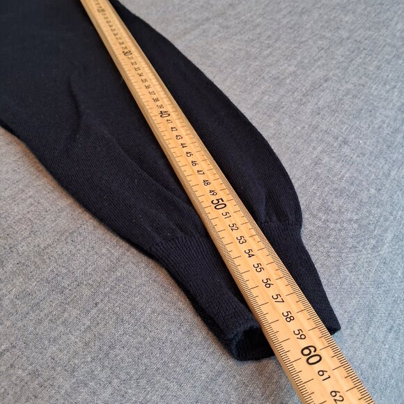 Vtg Valentino Marini Italy 100% merino wool navy cable knit mock neck sweater - Picture 7 of 8